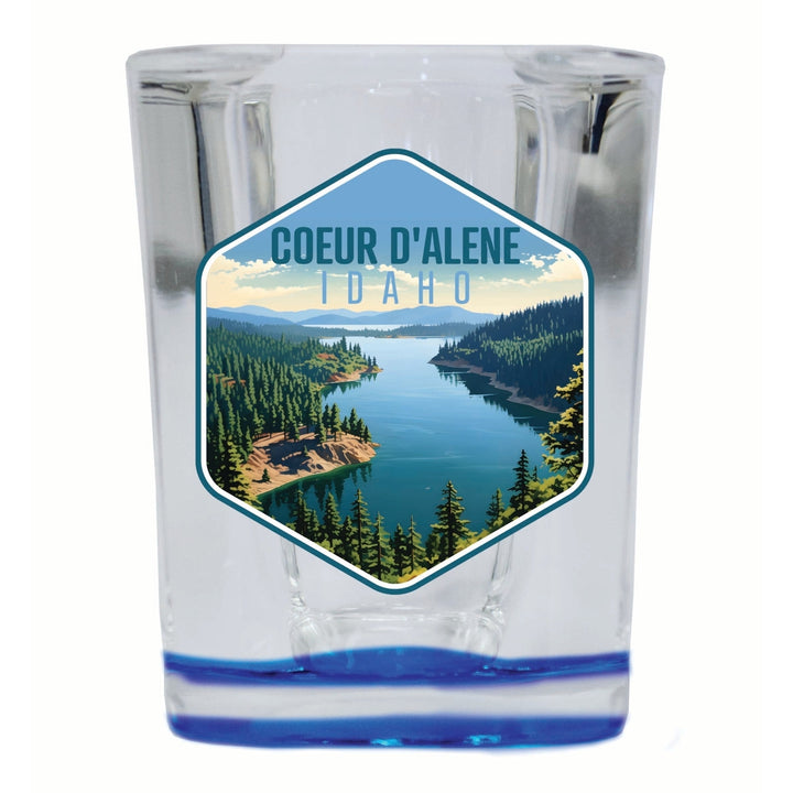 Coeur DAlene Idaho Aerial Lake Design Souvenir 2 Ounce Shot Glass Square Image 4