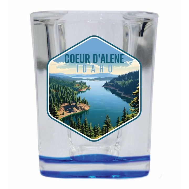 Coeur DAlene Idaho Aerial Lake Design Souvenir 2 Ounce Shot Glass Square Image 1