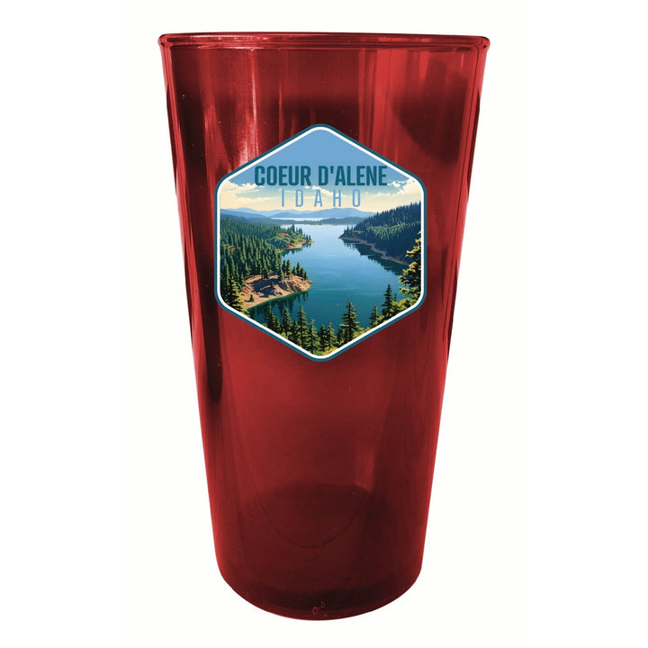 Coeur DAlene Idaho Aerial Lake Design Souvenir Plastic 16 oz pint Image 3