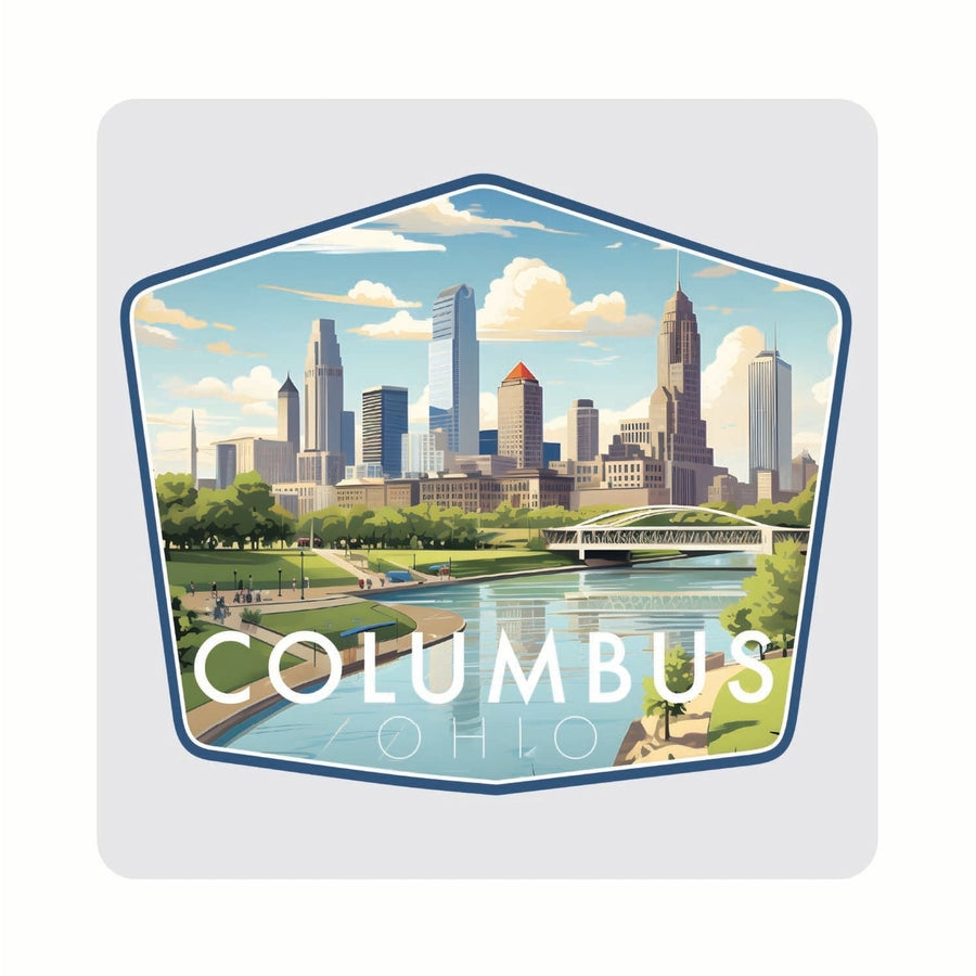 Columbus Ohio Daytime Cityscape Design Souvenir 4x4-Inch Coaster Acrylic 4 Pack Image 1