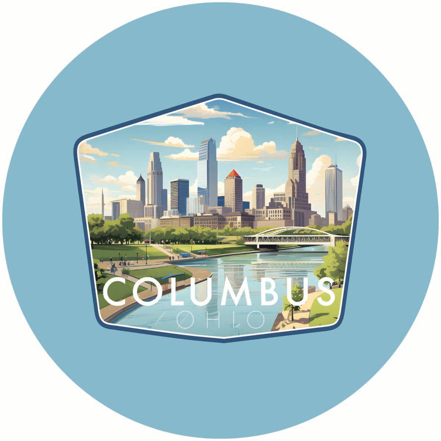 Columbus Ohio Daytime Cityscape Design Souvenir Coaster Paper 4 Pack Image 1