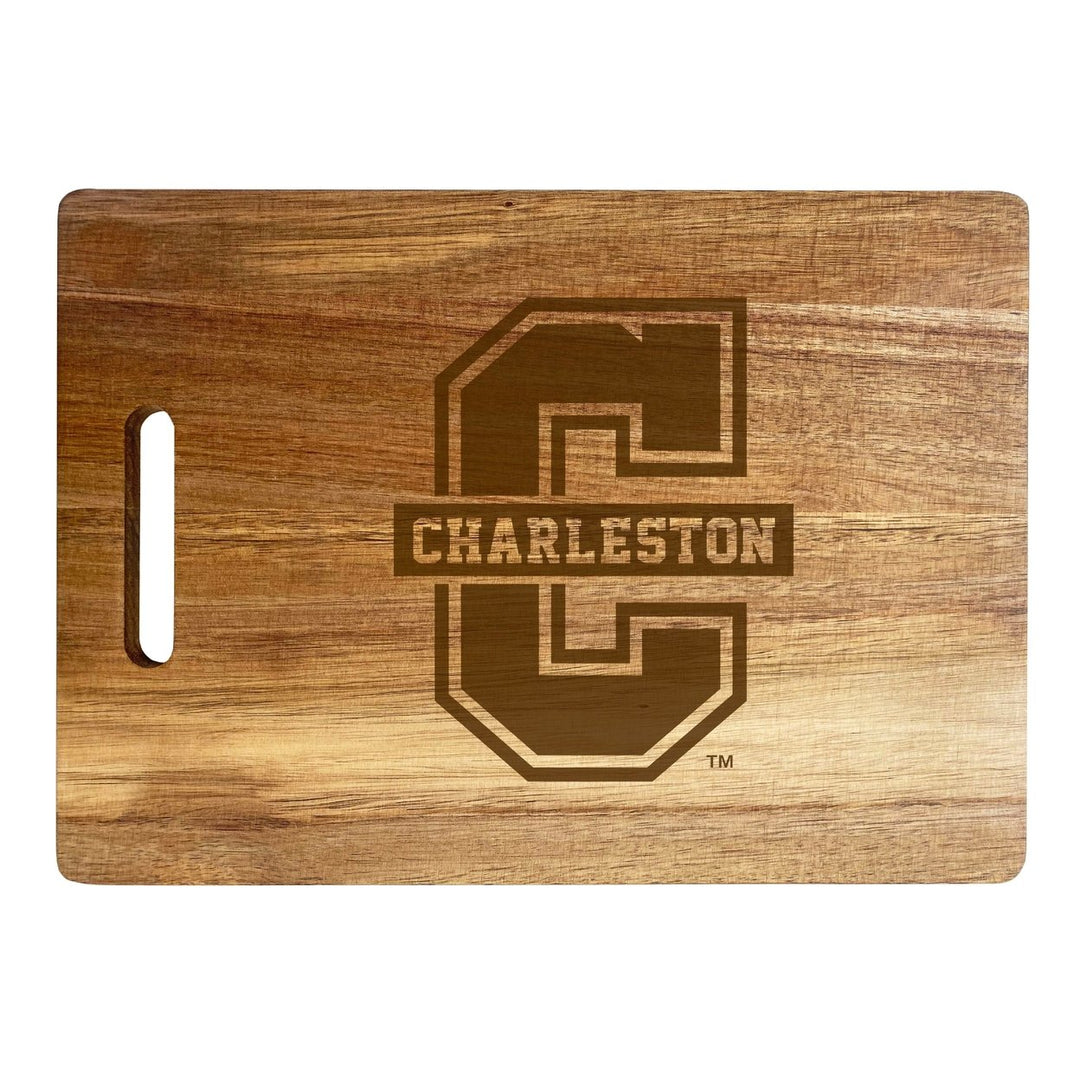 College of Charleston Engraved Wooden Cutting Board 10" x 14" Acacia Wood Officially Licensed Collegiate Product Image 1