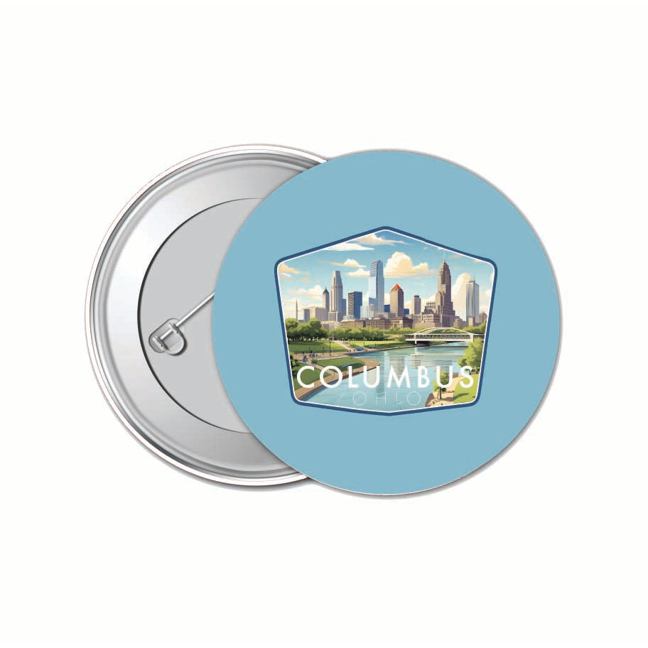 Columbus Ohio Daytime Cityscape Design Souvenir Small 1-Inch Button Pin 4 Pack Image 1