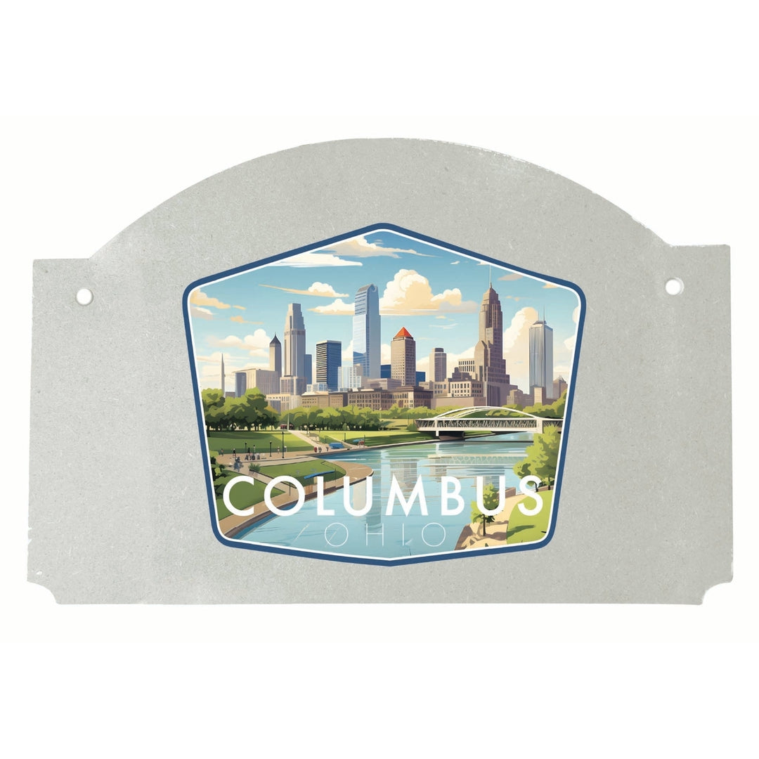 Columbus Ohio Daytime Cityscape Design Souvenir Wood sign flat with string Image 1