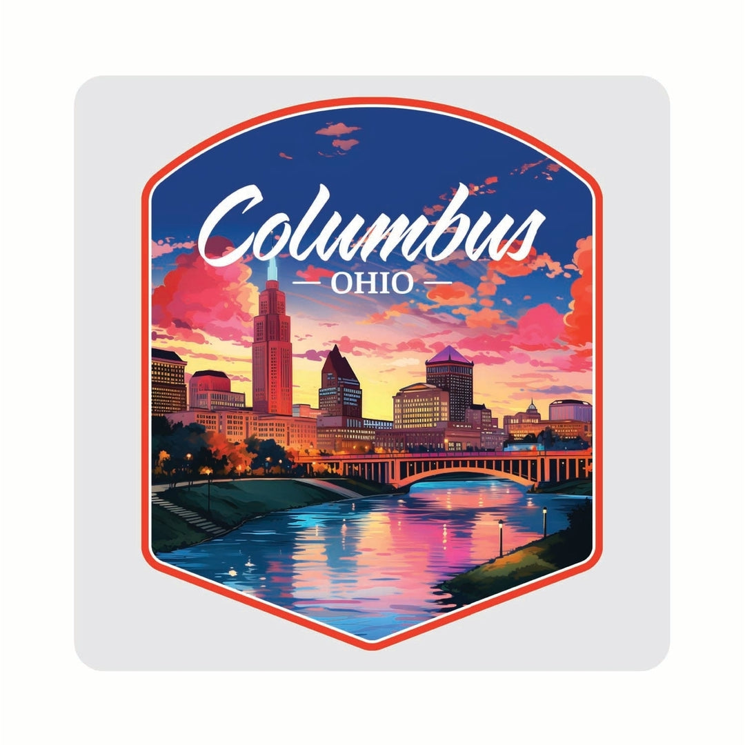 Columbus Ohio Sunset Cityscape Design Souvenir 4x4-Inch Coaster Acrylic 4 Pack Image 1