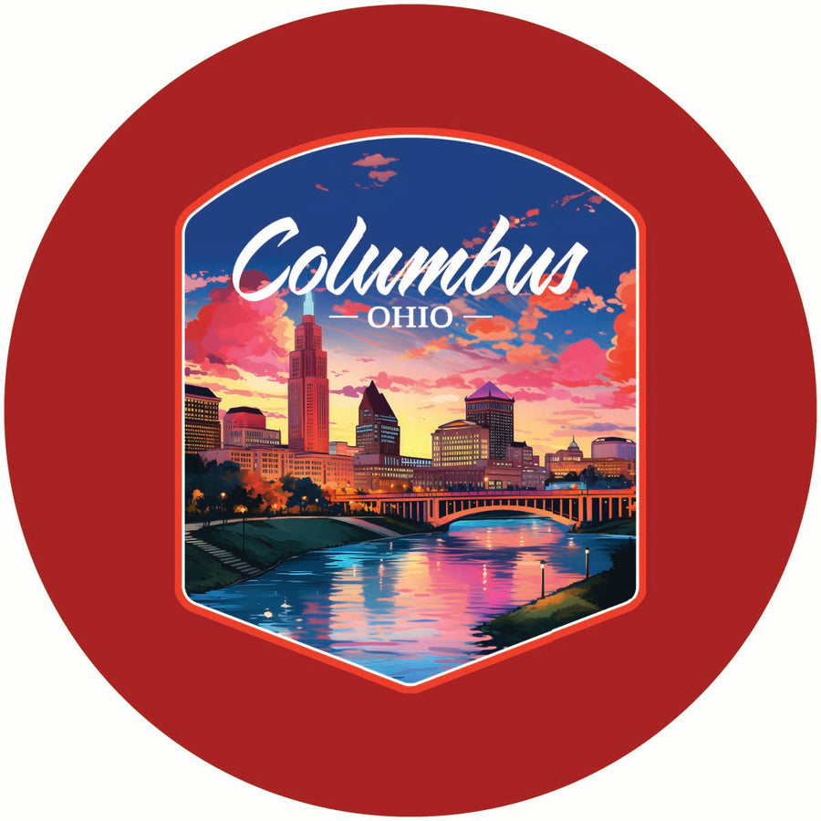 Columbus Ohio Sunset Cityscape Design Souvenir Coaster Paper 4 Pack Image 1