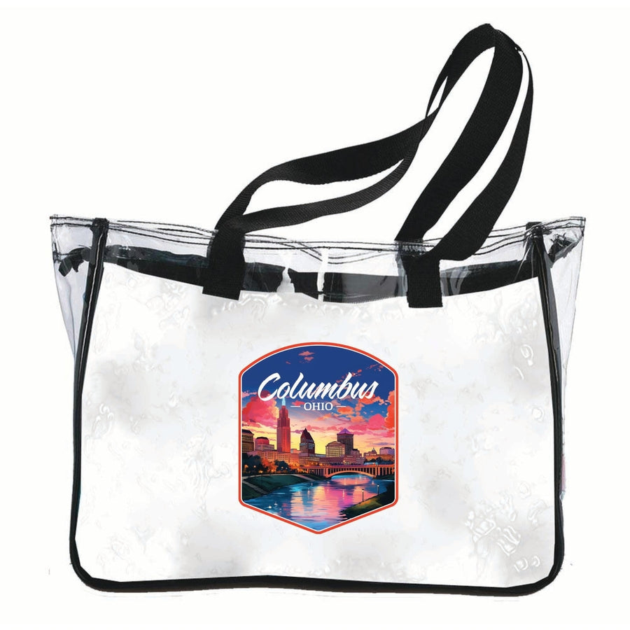 Columbus Ohio Sunset Cityscape Design Souvenir Clear Tote Bag Image 1