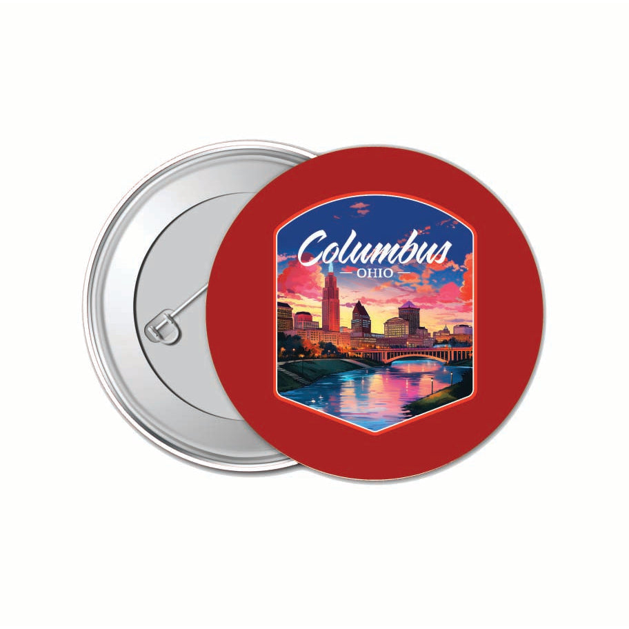 Columbus Ohio Sunset Cityscape Design Souvenir Small 1-Inch Button Pin 4 Pack Image 1