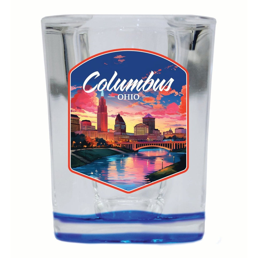 Columbus Ohio Sunset Cityscape Design Souvenir 2 Ounce Shot Glass Square Image 1