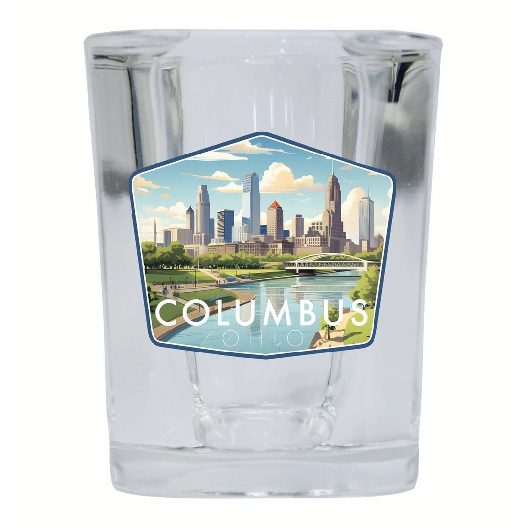 Columbus Ohio Daytime Cityscape Design Souvenir 2 Ounce Shot Glass Square Image 4