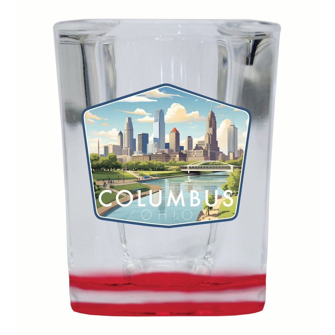 Columbus Ohio Daytime Cityscape Design Souvenir 2 Ounce Shot Glass Square Image 4