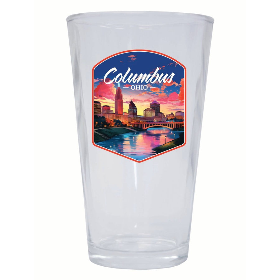 Columbus Ohio Sunset Cityscape Design Souvenir 16 oz Pint Glass Image 1