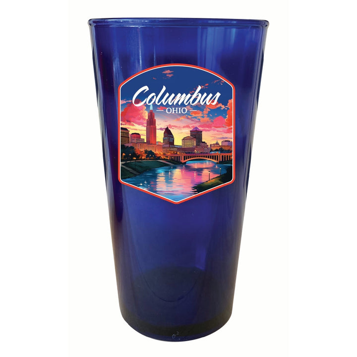 Columbus Ohio Sunset Cityscape Design Souvenir Plastic 16 oz pint Image 4