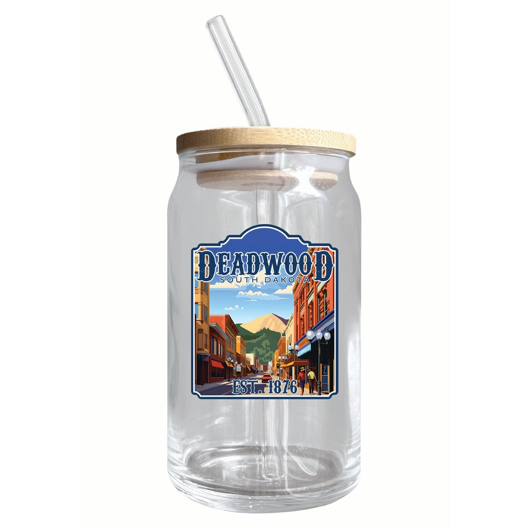 Deadwood South Dakota Wild West Design Souvenir 12 oz Beer Can Glass Image 1