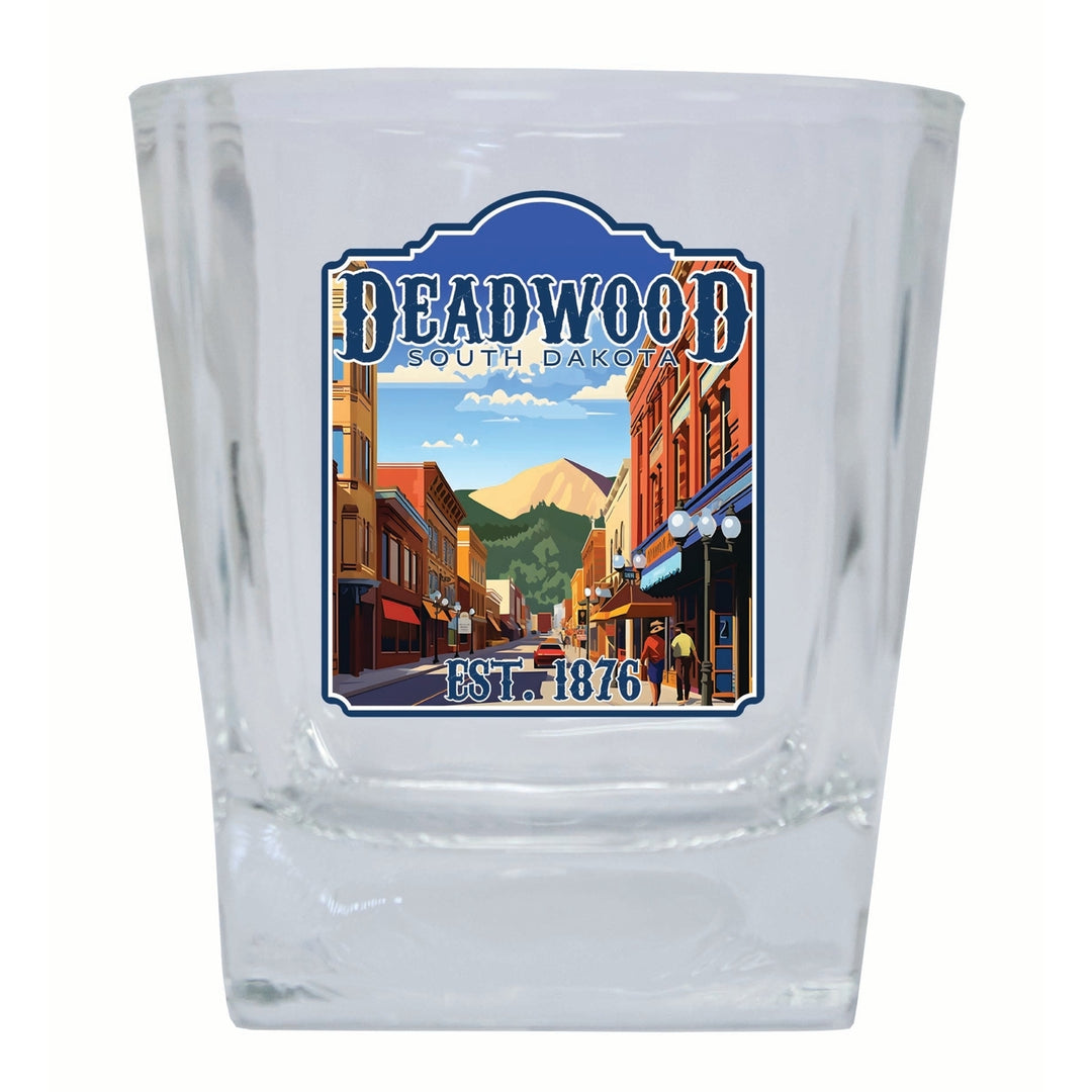 Deadwood South Dakota Wild West Design Souvenir 10 oz Whiskey Glass Rocks Glass Image 1