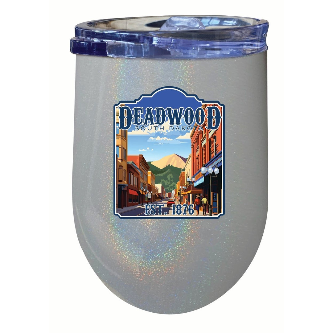 Deadwood South Dakota Wild West Design Souvenir 12 oz Insulated Wine Stainless Steel Tumbler Image 2