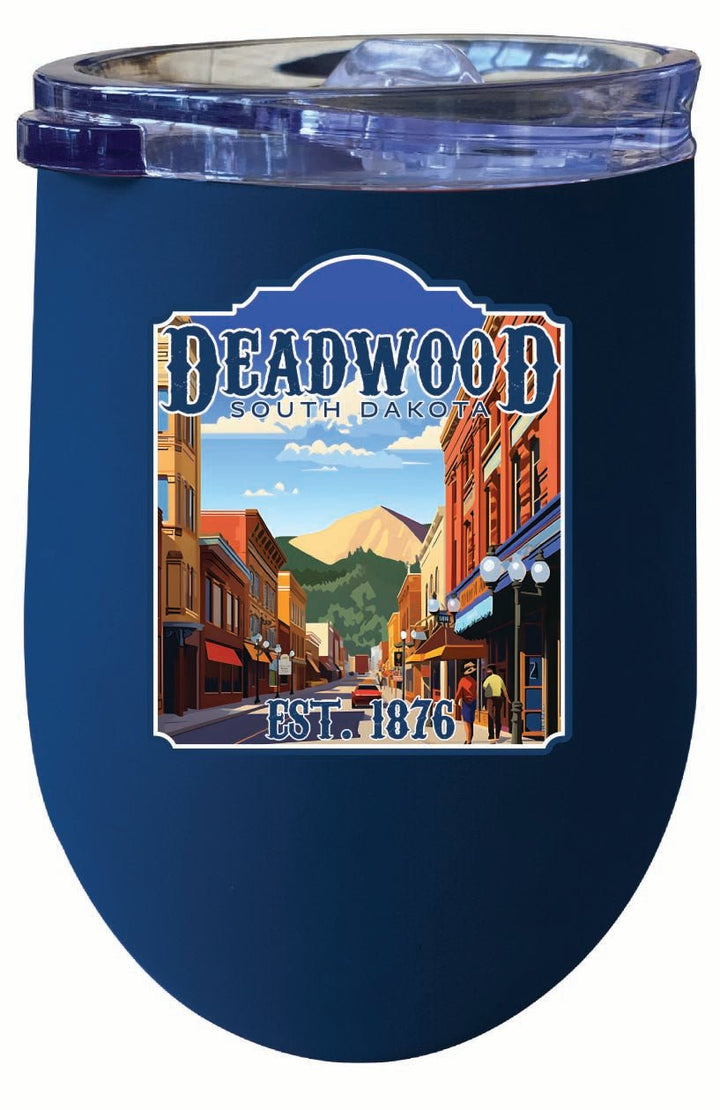 Deadwood South Dakota Wild West Design Souvenir 12 oz Insulated Wine Stainless Steel Tumbler Image 1