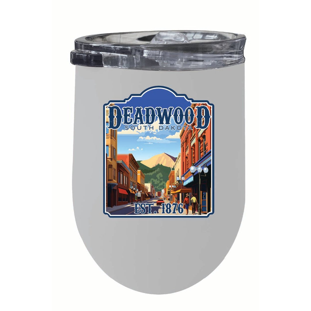 Deadwood South Dakota Wild West Design Souvenir 12 oz Insulated Wine Stainless Steel Tumbler Image 4