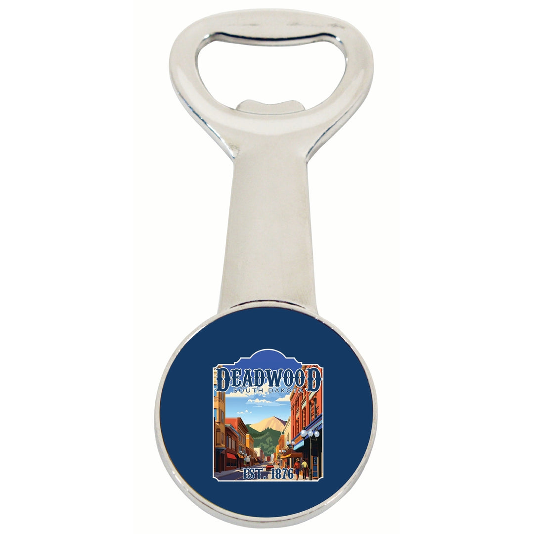 Deadwood South Dakota Wild West Design Souvenir Magnetic Bottle Opener Image 1