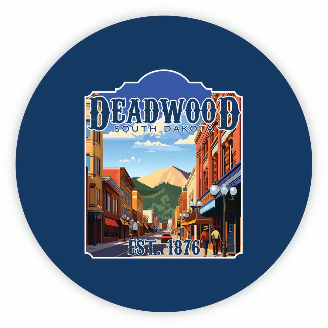 Deadwood South Dakota Wild West Design Souvenir Round Fridge Magnet Image 1