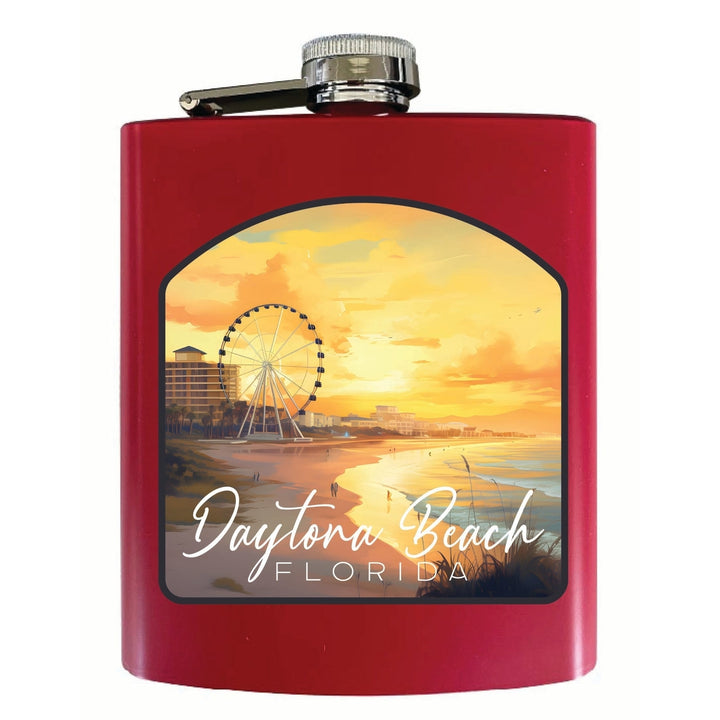 Daytona Beach Florida Boardwalk Ferris Wheel Design Souvenir 7 oz Steel Flask Matte Finish Image 1