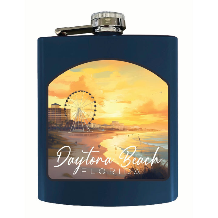 Daytona Beach Florida Boardwalk Ferris Wheel Design Souvenir 7 oz Steel Flask Matte Finish Image 4