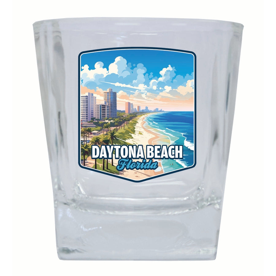 Daytona Beach Florida Ocean Shoreline Design Souvenir 10 oz Whiskey Glass Rocks Glass Image 1