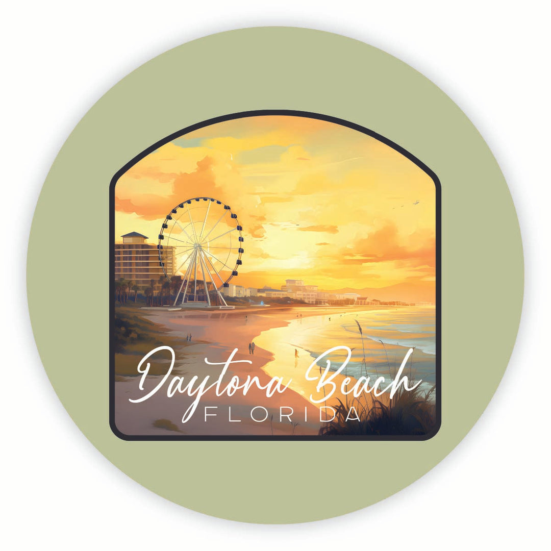 Daytona Beach Florida Boardwalk Ferris Wheel Design Souvenir Round Fridge Magnet Image 1