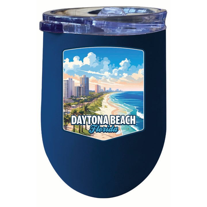 Daytona Beach Florida Ocean Shoreline Design Souvenir 12 oz Insulated Wine Stainless Steel Tumbler Image 1