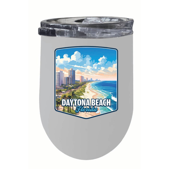 Daytona Beach Florida Ocean Shoreline Design Souvenir 12 oz Insulated Wine Stainless Steel Tumbler Image 2