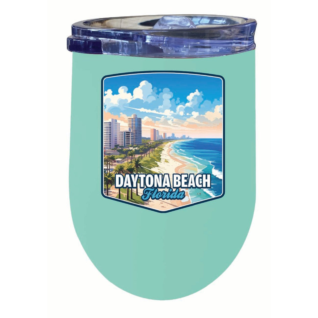 Daytona Beach Florida Ocean Shoreline Design Souvenir 12 oz Insulated Wine Stainless Steel Tumbler Image 3