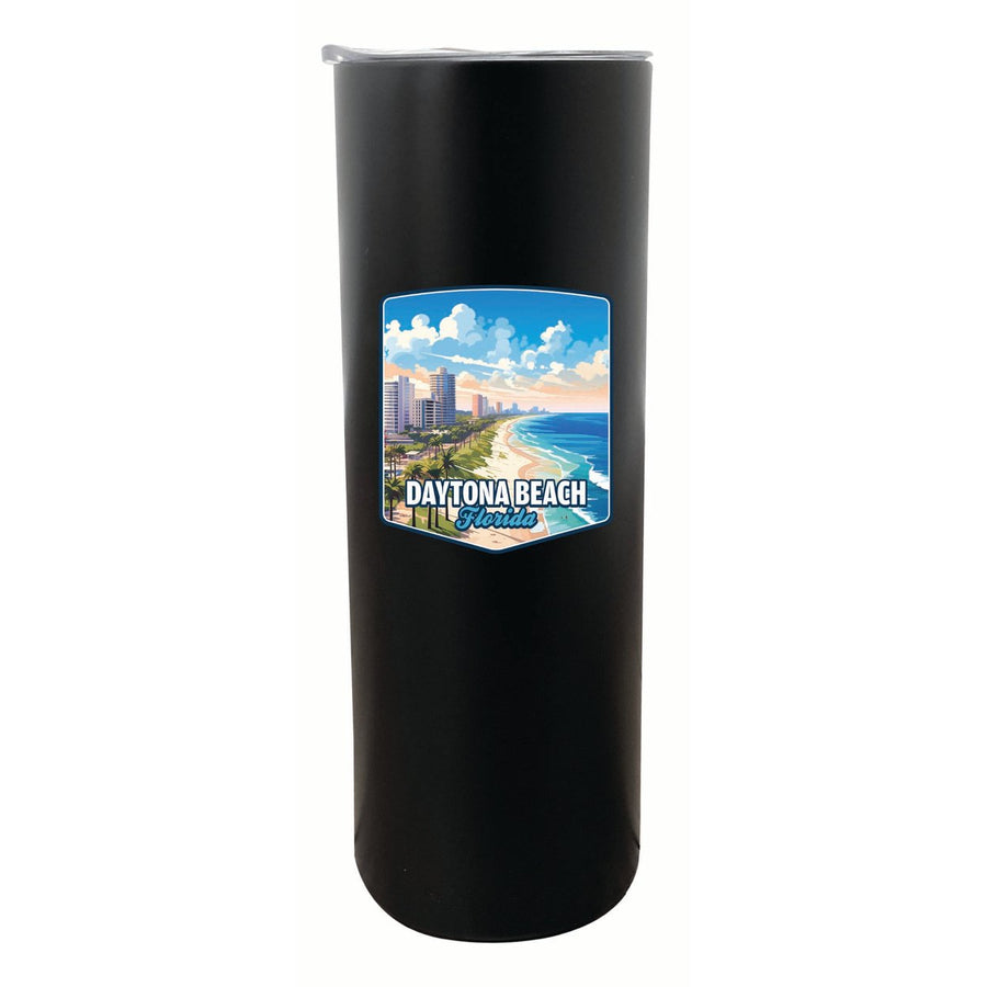 Daytona Beach Florida Ocean Shoreline Design Souvenir 20 oz Insulated Stainless Steel Skinny Tumbler Image 1