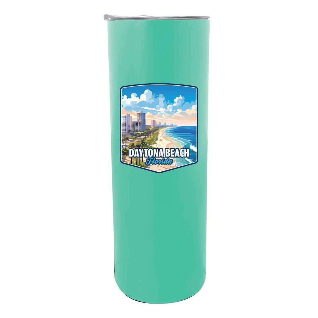 Daytona Beach Florida Ocean Shoreline Design Souvenir 20 oz Insulated Stainless Steel Skinny Tumbler Image 2