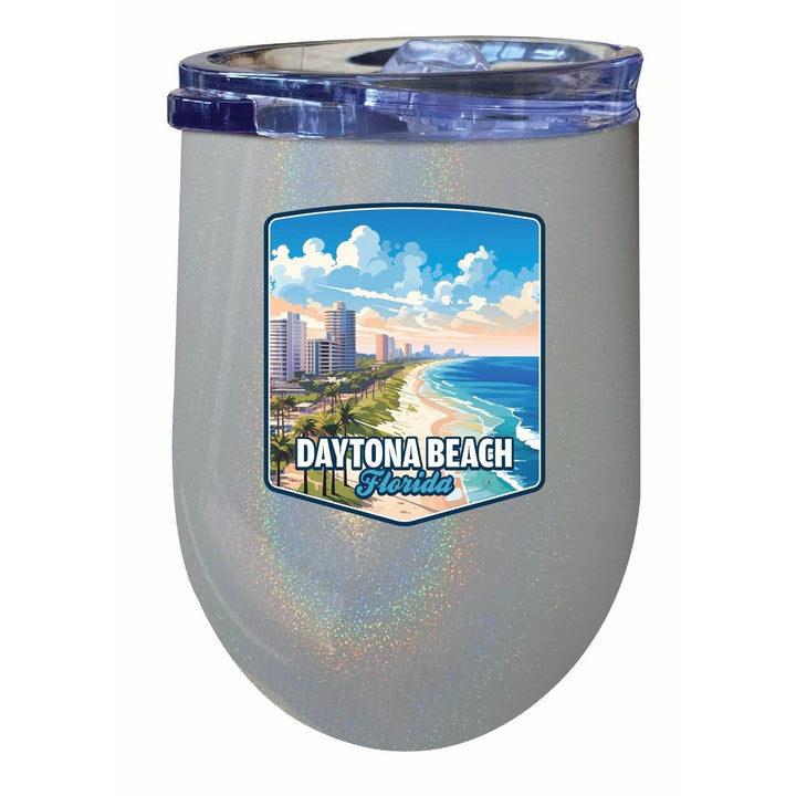 Daytona Beach Florida Ocean Shoreline Design Souvenir 12 oz Insulated Wine Stainless Steel Tumbler Image 1