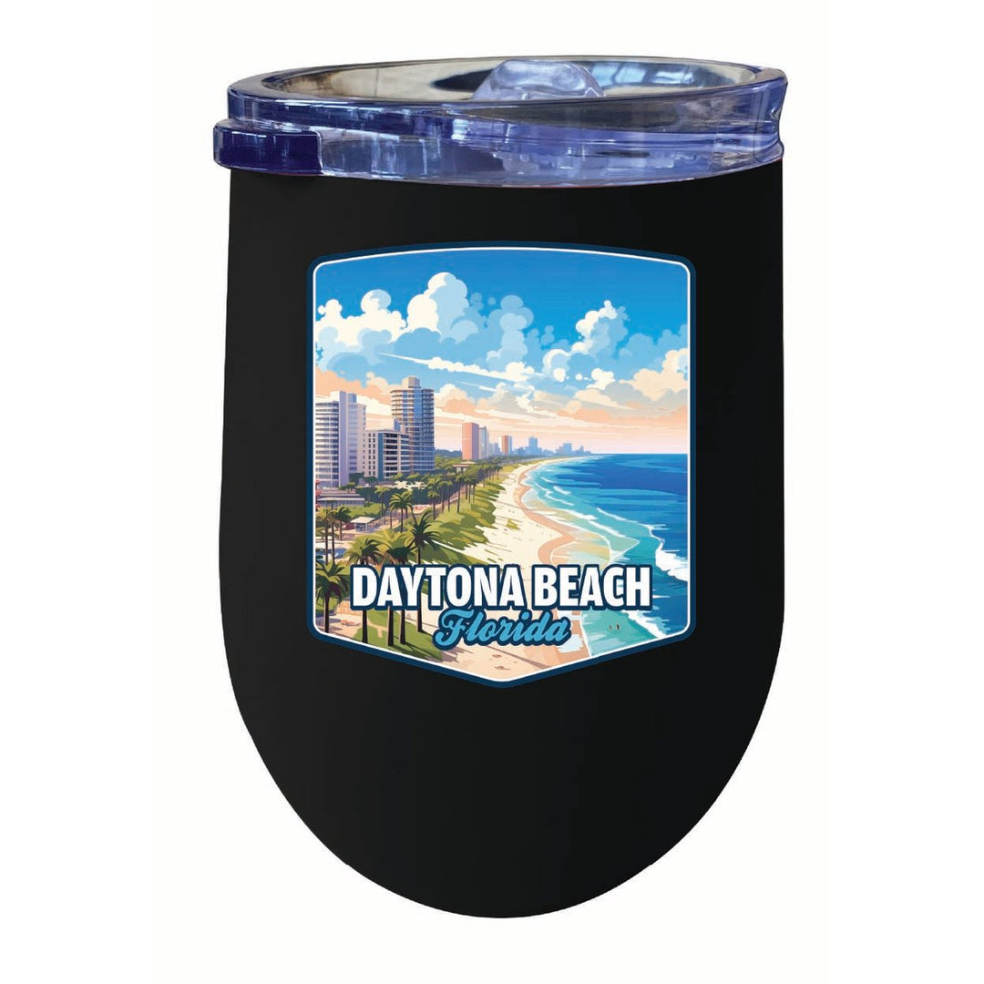 Daytona Beach Florida Ocean Shoreline Design Souvenir 12 oz Insulated Wine Stainless Steel Tumbler Image 4