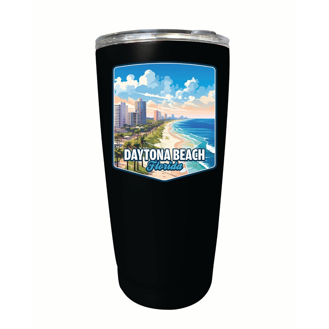 Daytona Beach Florida Ocean Shoreline Design Souvenir 16 oz Stainless Steel Insulated Tumbler Image 1