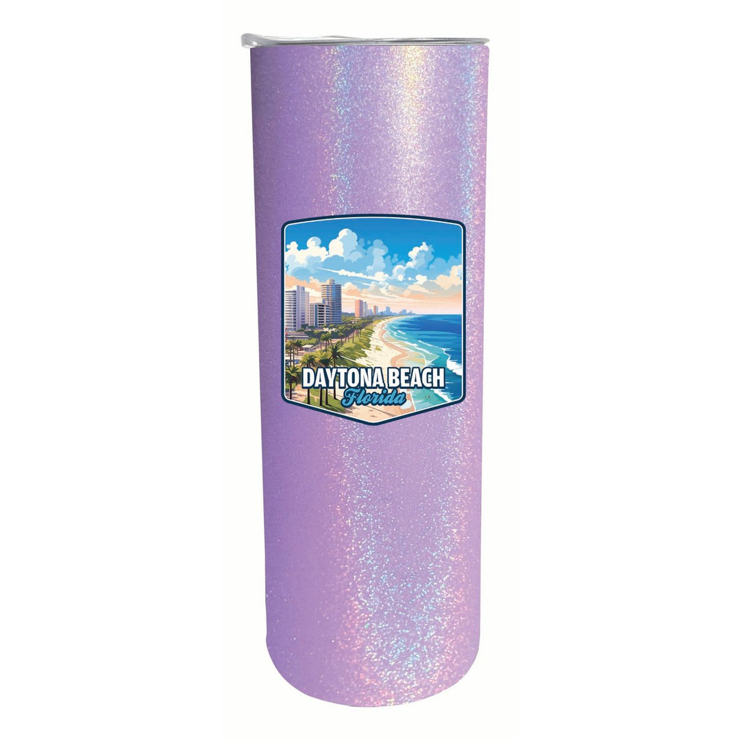 Daytona Beach Florida Ocean Shoreline Design Souvenir 20 oz Insulated Stainless Steel Skinny Tumbler Image 3