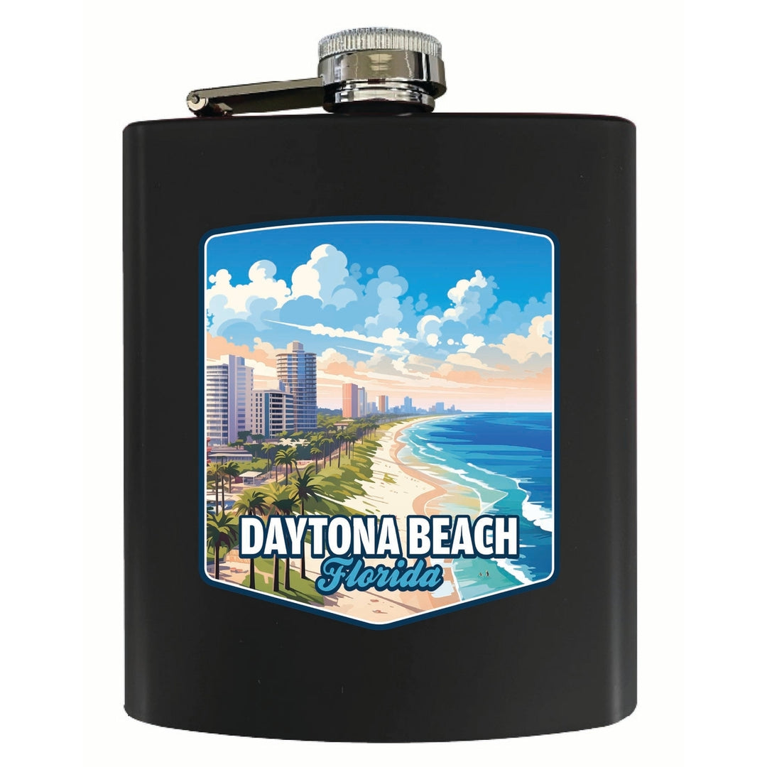 Daytona Beach Florida Ocean Shoreline Design Souvenir 7 oz Steel Flask Matte Finish Image 4