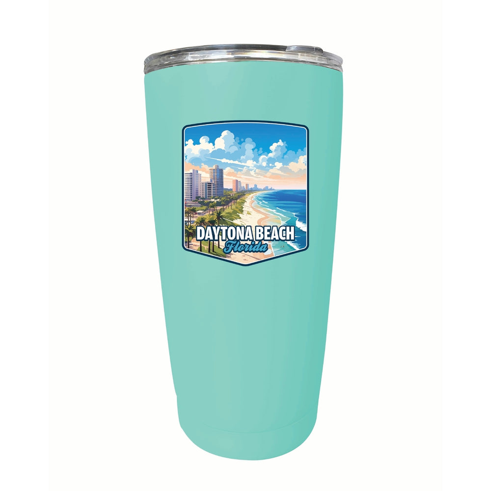 Daytona Beach Florida Ocean Shoreline Design Souvenir 16 oz Stainless Steel Insulated Tumbler Image 2