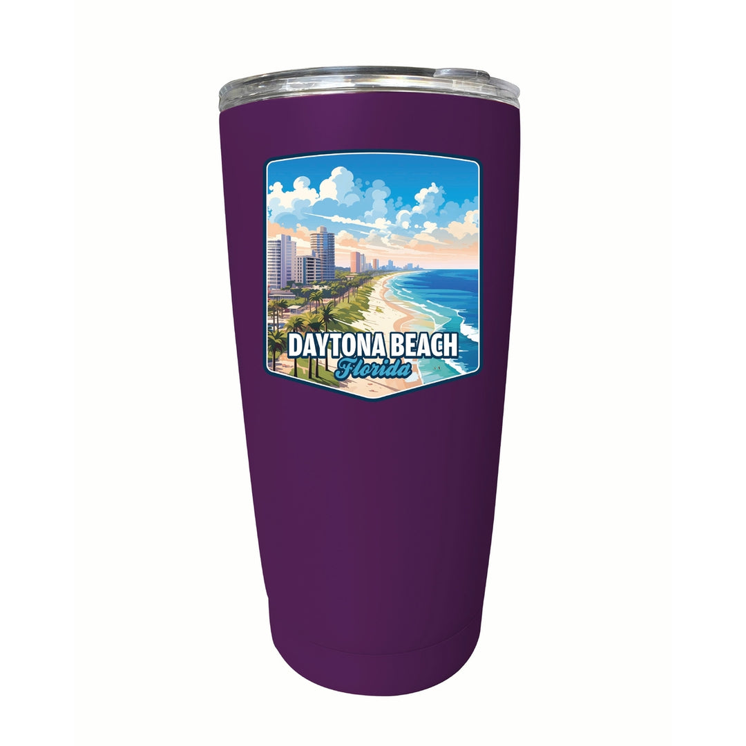 Daytona Beach Florida Ocean Shoreline Design Souvenir 16 oz Stainless Steel Insulated Tumbler Image 4