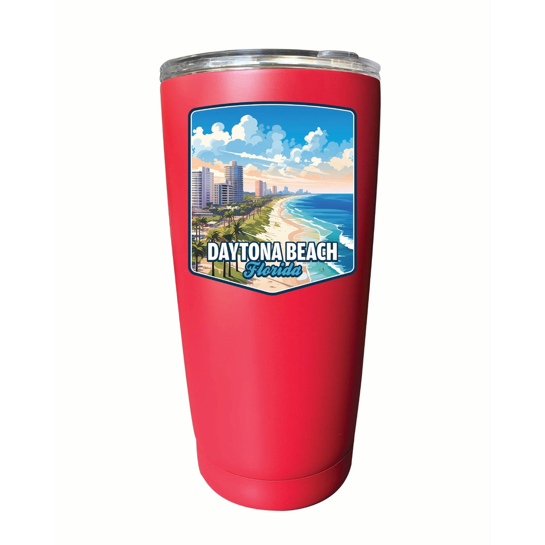 Daytona Beach Florida Ocean Shoreline Design Souvenir 16 oz Stainless Steel Insulated Tumbler Image 4