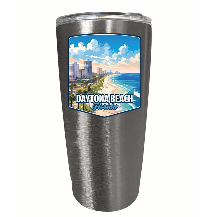 Daytona Beach Florida Ocean Shoreline Design Souvenir 16 oz Stainless Steel Insulated Tumbler Image 6