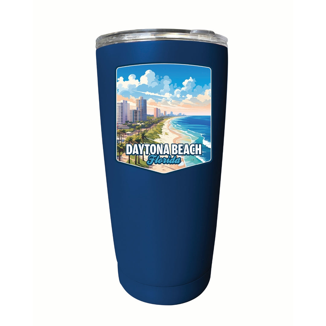 Daytona Beach Florida Ocean Shoreline Design Souvenir 16 oz Stainless Steel Insulated Tumbler Image 9