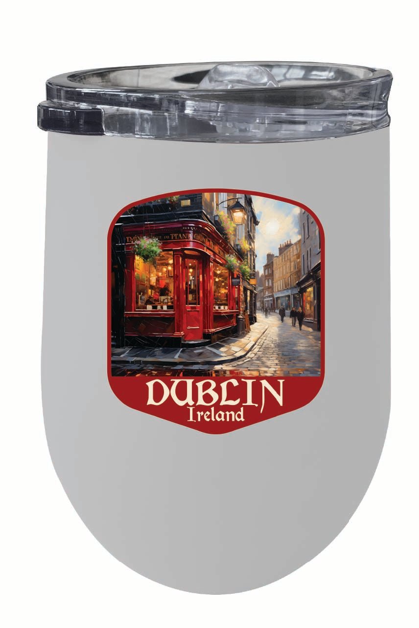 Dublin Ireland Red Pub Design Souvenir 12 oz Insulated Wine Stainless Steel Tumbler Image 1