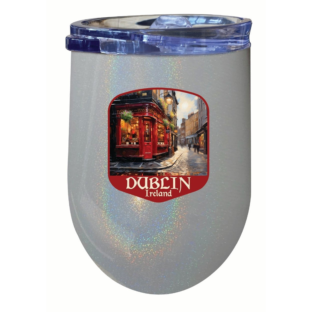 Dublin Ireland Red Pub Design Souvenir 12 oz Insulated Wine Stainless Steel Tumbler Image 2