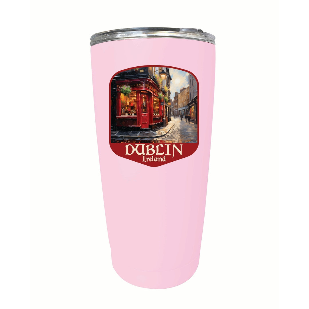 Dublin Ireland Red Pub Design Souvenir 16 oz Stainless Steel Insulated Tumbler Image 1