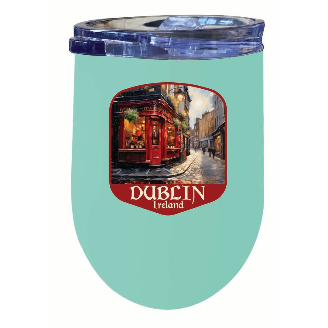 Dublin Ireland Red Pub Design Souvenir 12 oz Insulated Wine Stainless Steel Tumbler Image 3