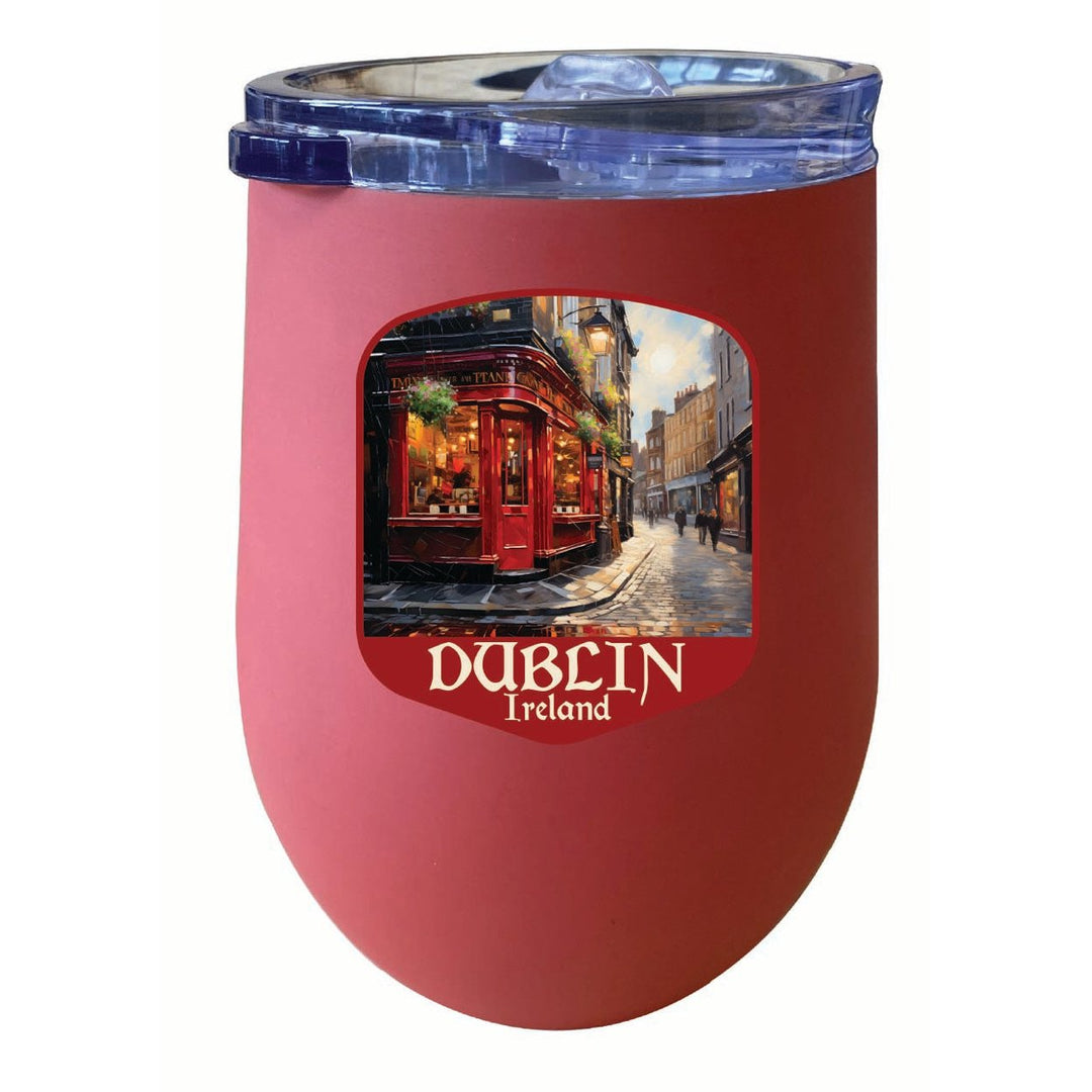 Dublin Ireland Red Pub Design Souvenir 12 oz Insulated Wine Stainless Steel Tumbler Image 4