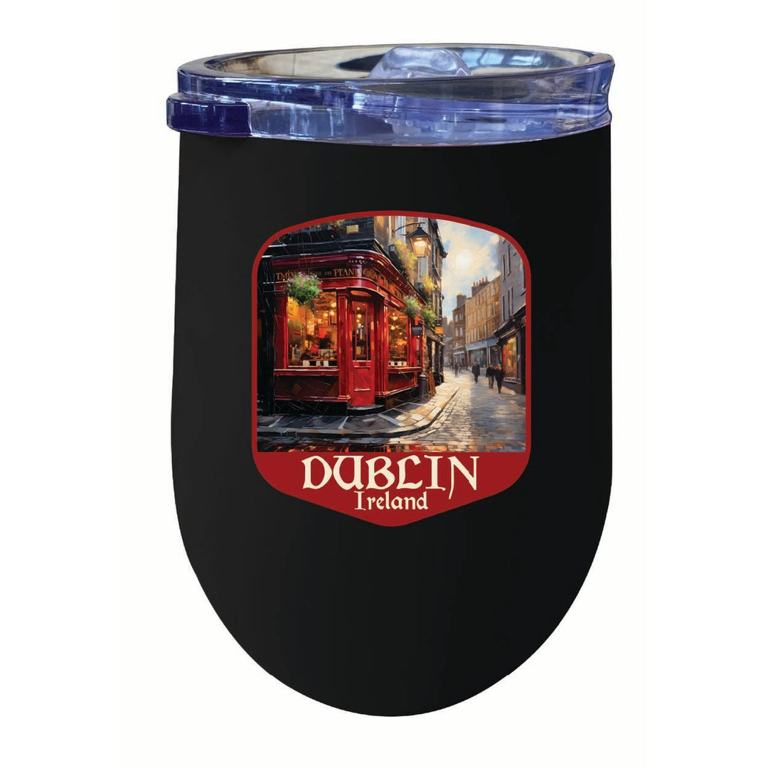 Dublin Ireland Red Pub Design Souvenir 12 oz Insulated Wine Stainless Steel Tumbler Image 4