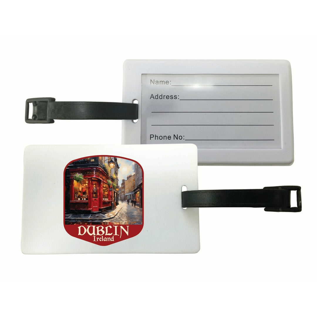 Dublin Ireland Red Pub Design Souvenir Luggage Tag Image 1